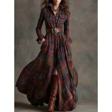 Women's retro plaid slimming irregular colorful dress Women's retro plaid slimming irregular colorful dress