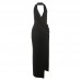Women's Sexy Deep V-Neck Halter Neck Backless Slit Black Floor-Length Dress