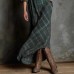 Women's Long-Sleeved Plaid Shirt Collar Dress Green