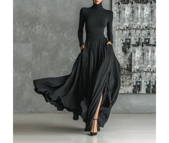 Women's French Retro Elegant Light Luxury Slim-Fit Dress Black