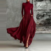 Women's French Retro Elegant Light Luxury Slim-Fit Dress Red