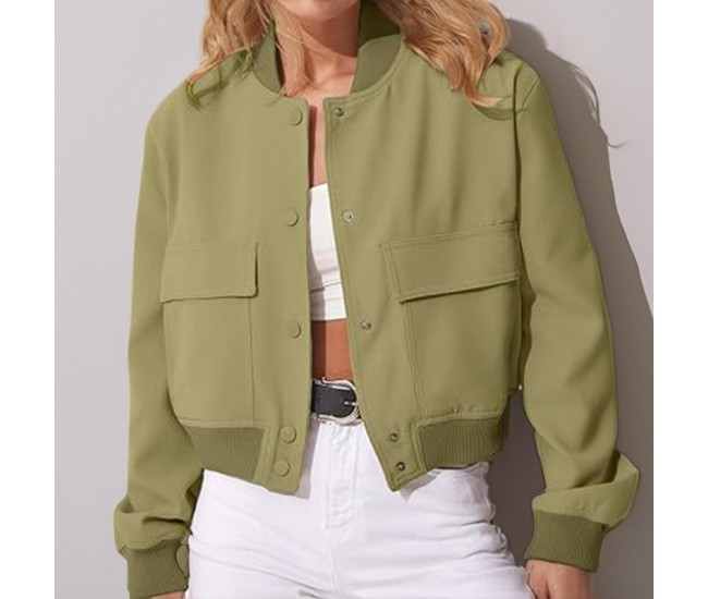 Women’s Loose-Fitting Lapel Casual Long-Sleeved Fashion Suit Jacket Green