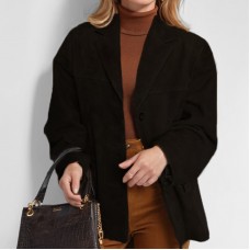 Women’s Retro Loose-Fitting Lapel Casual Long-Sleeved Fashion Suit Jacket Black