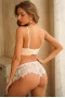 Women‘s White Lace Patchwork Eyelash Trim Panty