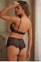 Women‘s Black Lace Patchwork Eyelash Trim Panty