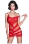 Women's Red Sexy Striped Cutout Mini Chemise Dress