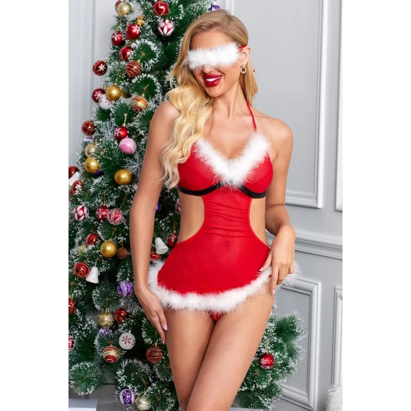 Women's Furry Christmas Goddess Costume 3 Piece Set