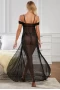 Women's Spaghetti Straps Off Shoulder Night Gown with Thong