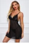 Women's Black Sheer Lace Mesh Babydoll with Thong