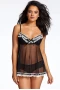 Women's Black Ruffles Galore Babydoll Set