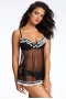 Women's Black Ruffles Galore Babydoll Set