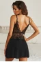 Women's Black Lace Mesh Open Back Babydoll