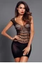 Women's Black Pothole Chemise Lingerie Mini Dress