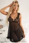 Women's Black Lace Floral Splicing Sexy Babydoll