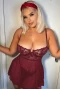 Women's Burgundy Valentines Lace Bra tulle Splicing Babydoll