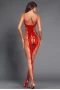 Women's Red Sexy Fishnet Big Holes Open Crotch Body Stocking