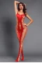 Women's Red Sexy Fishnet Big Holes Open Crotch Body Stocking