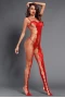 Women's Red Sexy Fishnet Big Holes Open Crotch Body Stocking