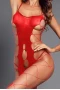 Women's Red Sexy Fishnet Big Holes Open Crotch Body Stocking