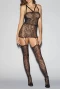 Women's Black Floral Print Midnight Desire Sheer Body Stocking