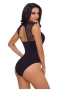 Women's Black Lace High Neck Cut Out Back Bodysuit