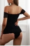 Women's Black Lace off Shoulder Bodysuit