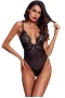 Women's Black Triangle Lace Bodysuit