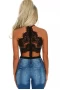 Women's Black Eyelash Lace Allure High Waisted Bodysuit