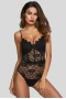 Women's Black Lace Panelled Bodysuit