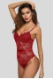 Women's Red Lace Panelled Bodysuit