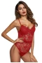 Women's Red Lace Panelled Bodysuit