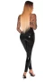 Women's Leopard Print Sheer Mesh Long Sleeves Bodysuit