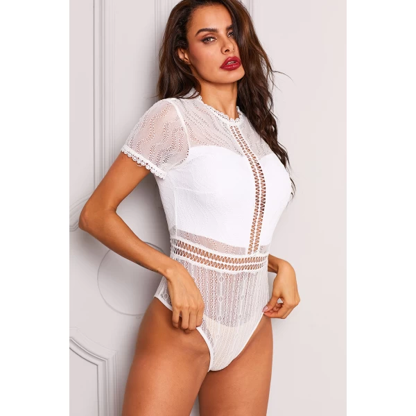 Women's White Melted Heart Bodysuit