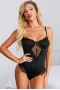 Women's Black Spaghetti Strap Backless Teddy