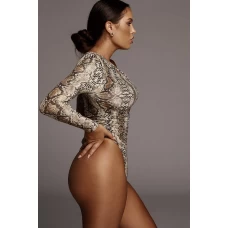 Women's Snake Print One-shoulder Bodysuit