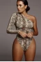 Women's Snake Print One-shoulder Bodysuit