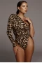Women's Leopard Print One-shoulder Bodysuit