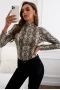 Women's Snake Print Mock Neck Long Sleeves Bodysuit