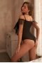 Women's Black Tulle Mesh Thong Bodysuit