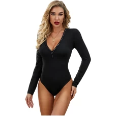 Women's Black Risk It Studded Bodysuit