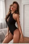 Women's Black Keyhole Halter Ribbed Bodysuit