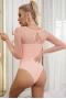 Women's Pink Polka Dot Mesh Patch Sleeve Bodysuit