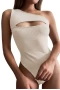 Women's Apricot Ribbed Cut-out One Shoulder Bodysuit