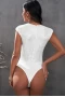 Women's White Crew Neck Sleeveless Sequin Bodysuit