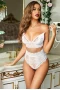 Women's White Strappy Lace High Waist Bralette And Panty Lingerie Set