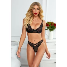 Women's Black Signature Balcony 2 Piece Lingerie Set