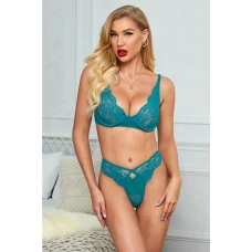 Women's Green Signature Balcony 2 Piece Lingerie Set