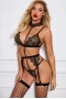 Women's Black Choker Lace 3 Piece Lingerie Set