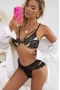 Women's Black Lace Strappy Cut-out Bralette Set