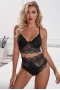 Women's Black Crochet Lace Splicing Lingerie Set